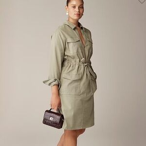 J. crew Cinched-waist utility dress‎ in stretch chino iced pine sz 8 nwt utility